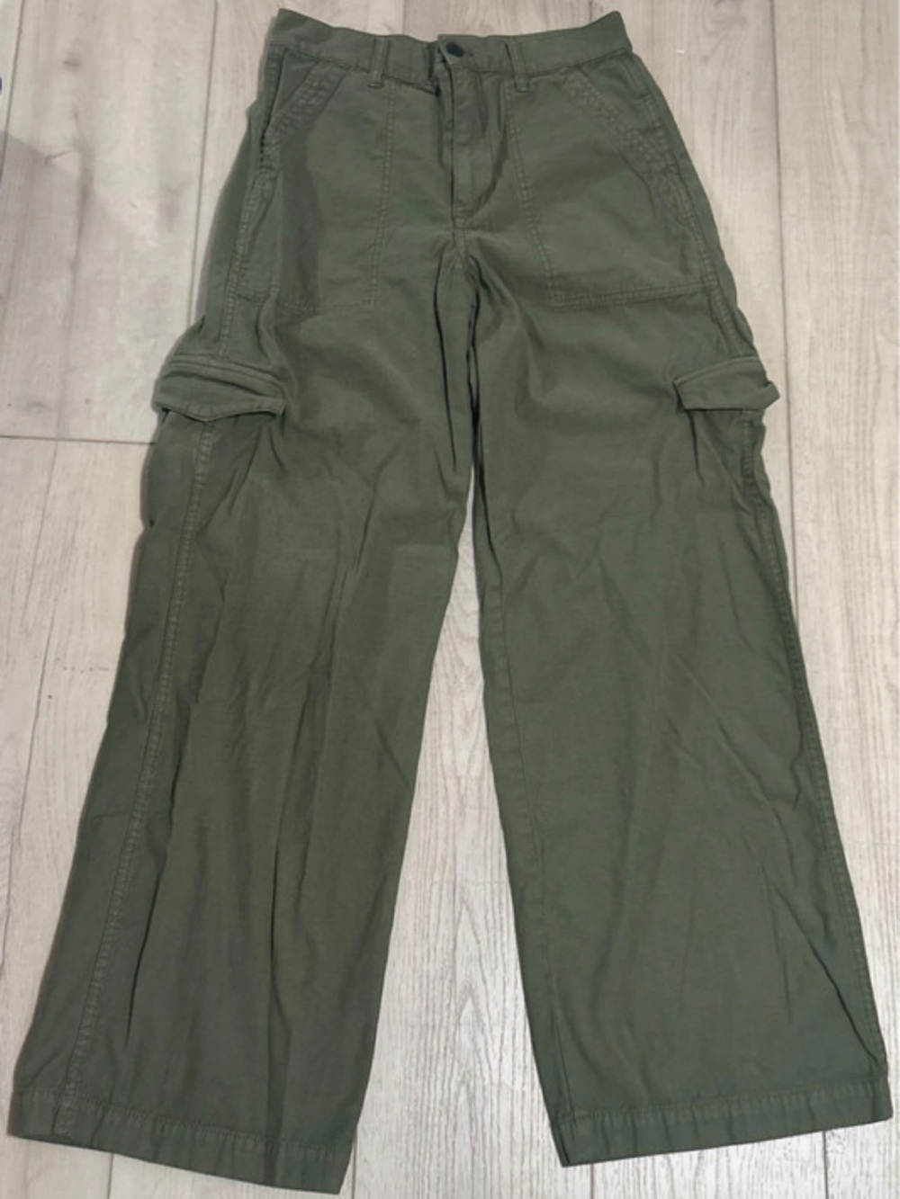 Madewell Olive Green Wide-Leg Cargo Trousers